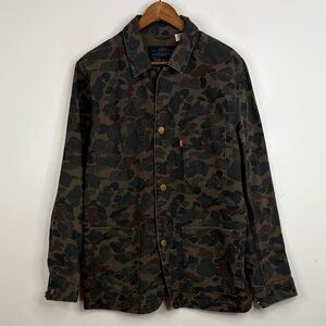 Levi's Shirt Jacket Mens Medium Brown Green Camo Denim Shacket Army Streetwear
